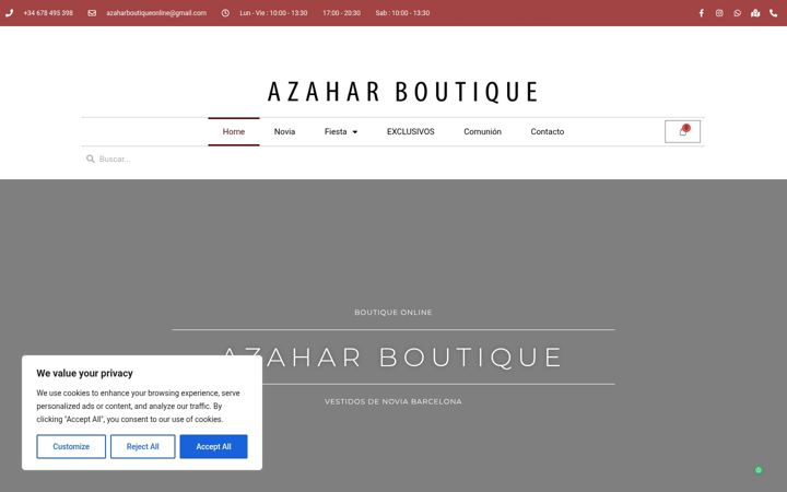 Screenshot of azaharboutique.com