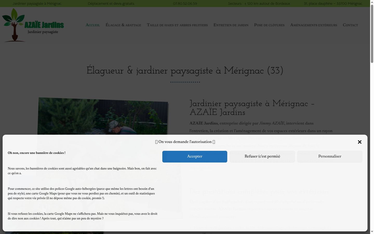 Screenshot of the consent banner shown before any interaction