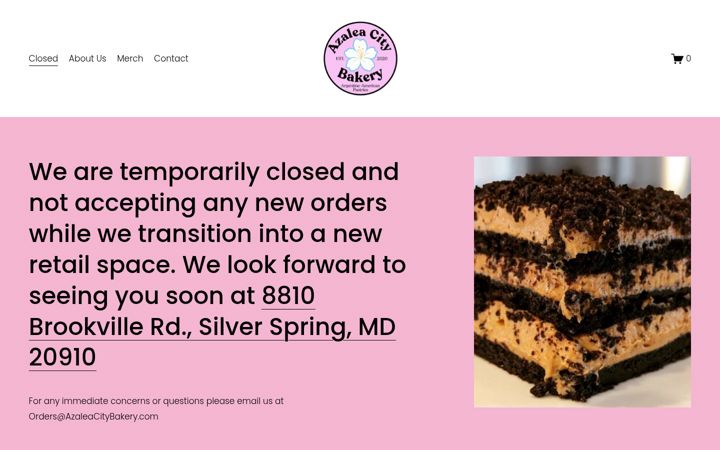 Screenshot of azaleacitybakery.com