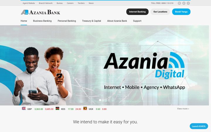 Screenshot of azaniabank.co.tz