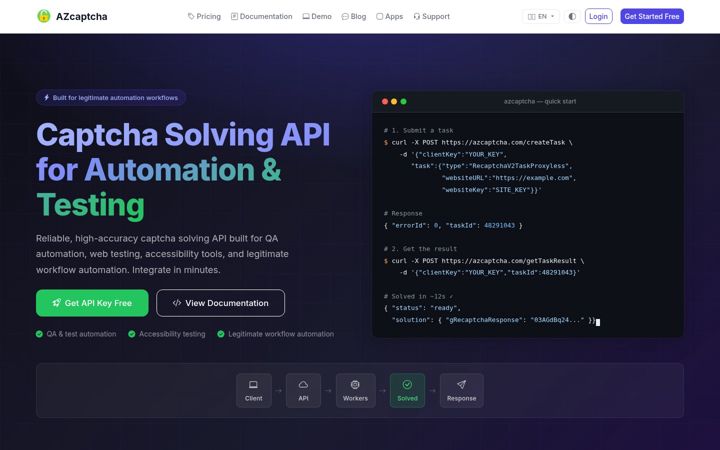 Screenshot of azcaptcha.com