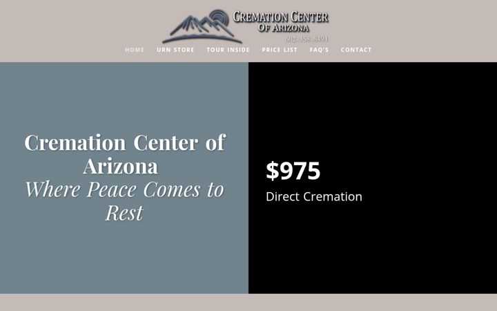 Screenshot of azcremationcenter.com