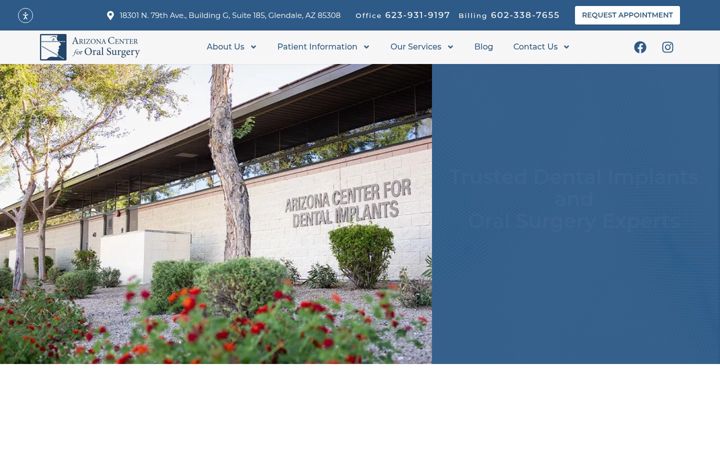 Screenshot of azctr4oralsurgery.com