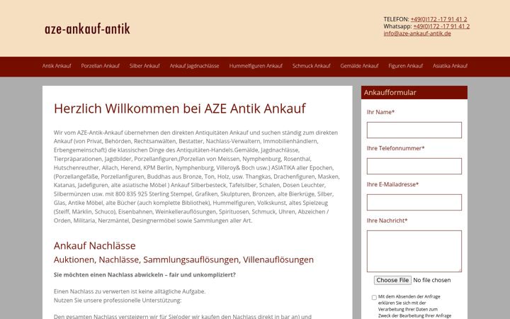 Screenshot of aze-ankauf-antik.de