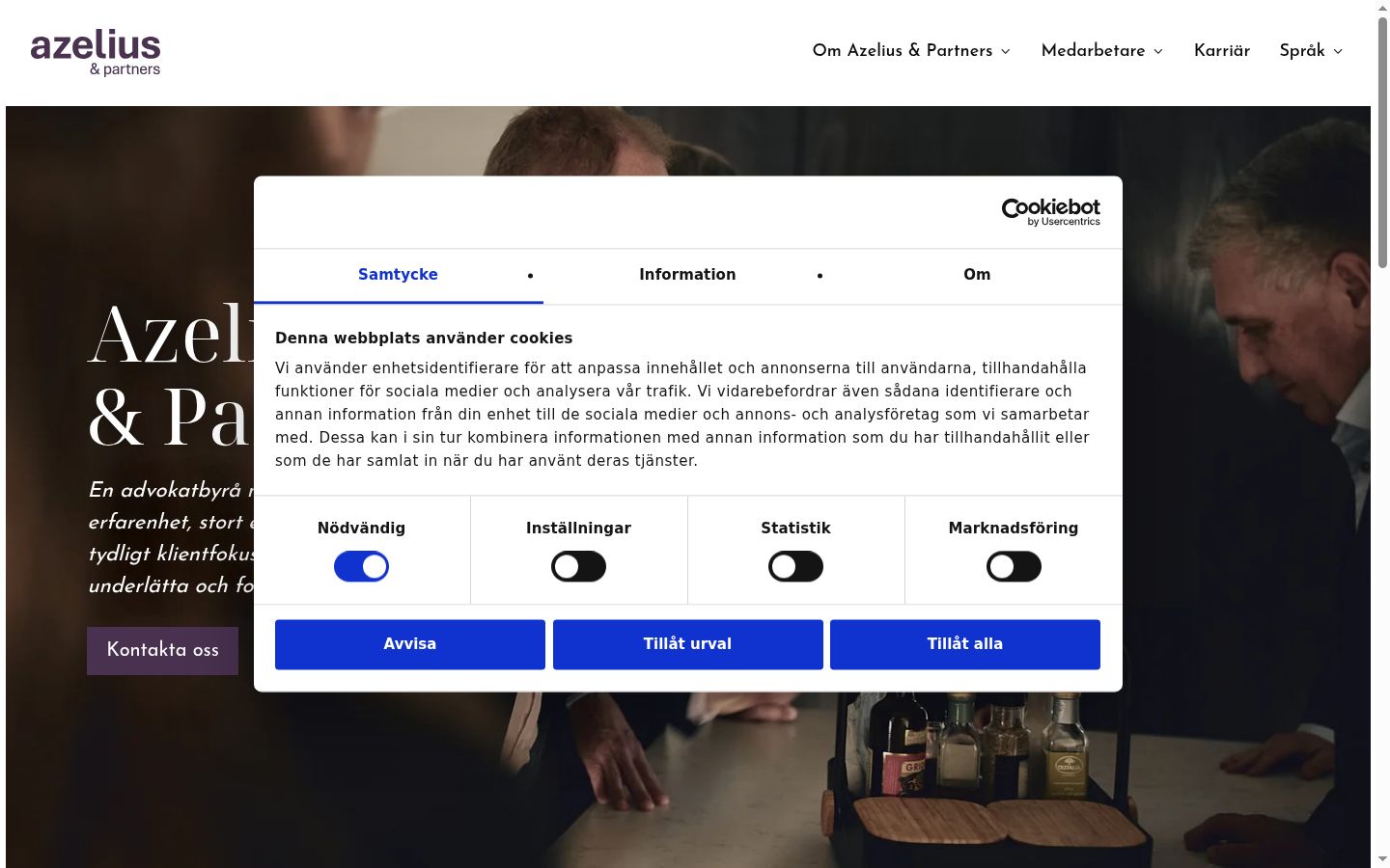 Screenshot of the consent banner shown before any interaction