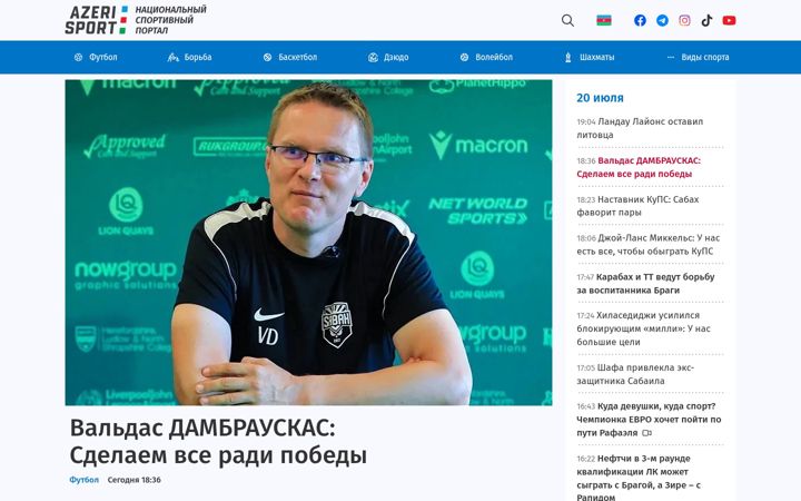 Screenshot of azerisport.com