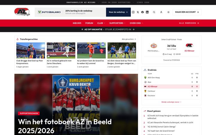 Екранна снимка на azfanpage.nl