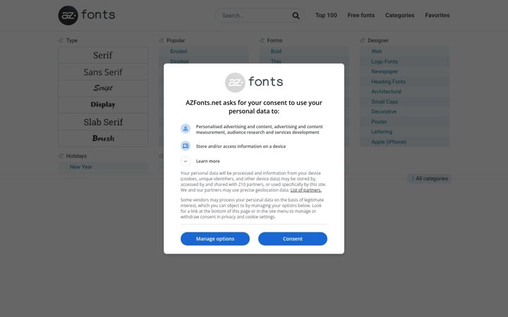 Screenshot of azfonts.net