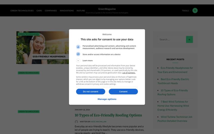 Screenshot of azgreenmagazine.com