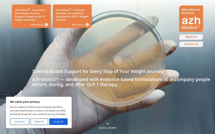 Screenshot of azh-biotics.com
