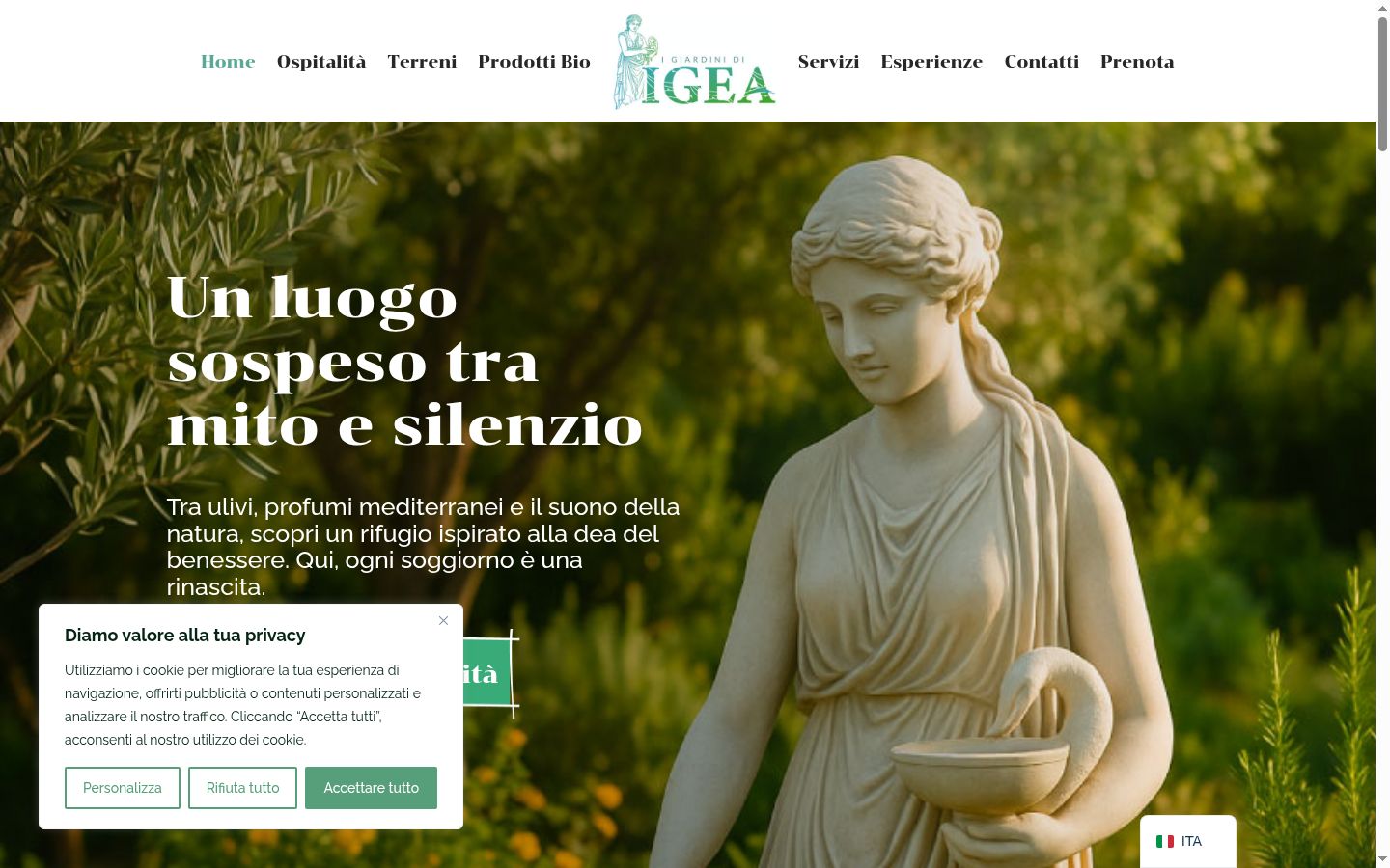 Screenshot del banner di consenso mostrato prima di qualsiasi interazione