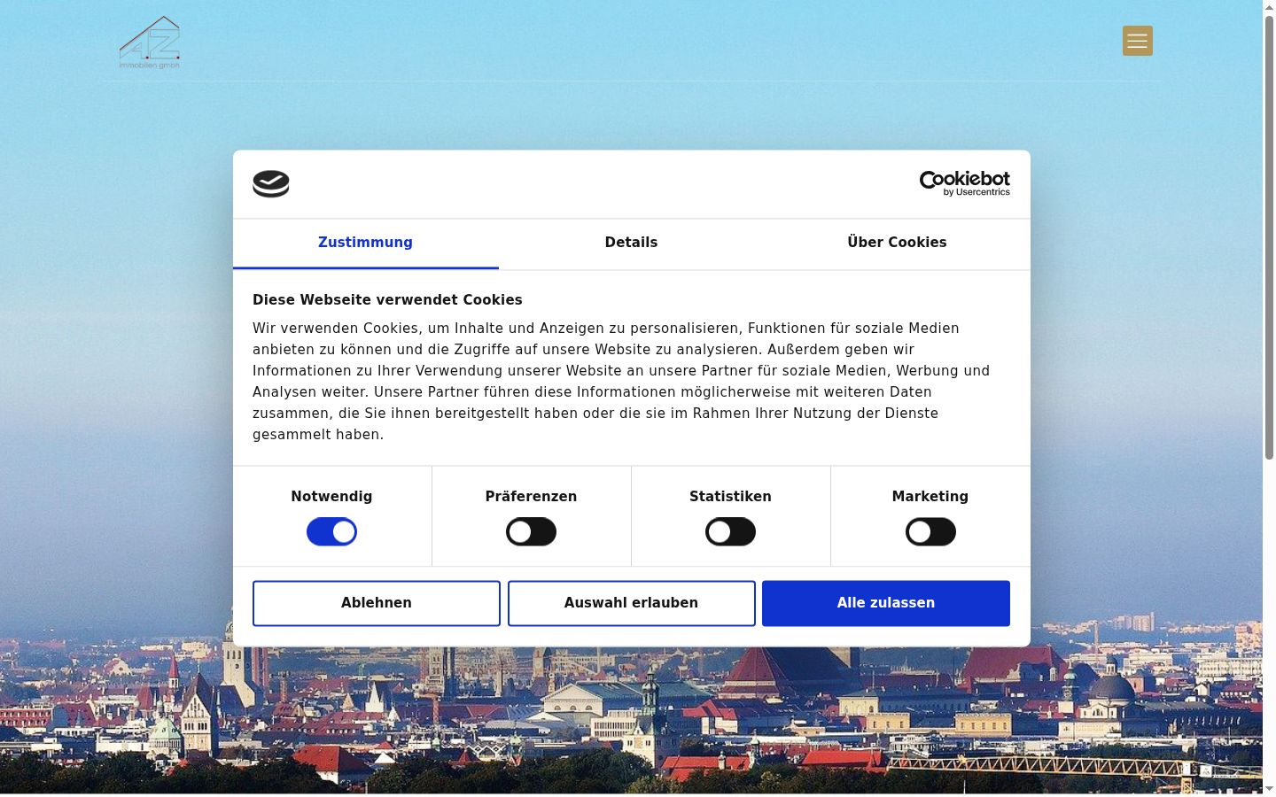 Screenshot of the consent banner shown before any interaction