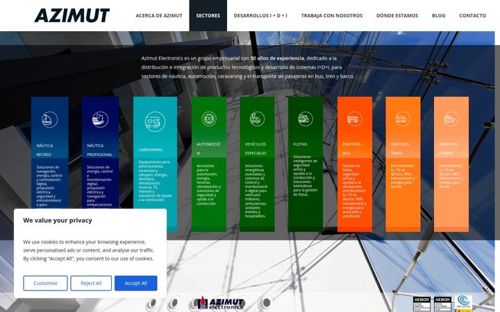Screenshot of azimutelectronics.com