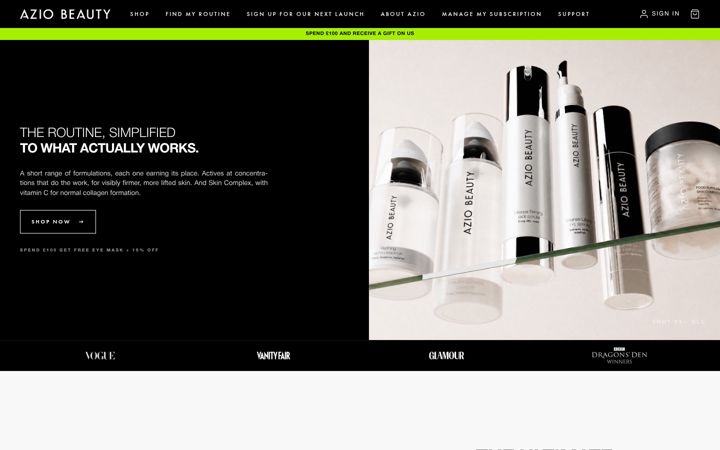 Screenshot of aziobeauty.com