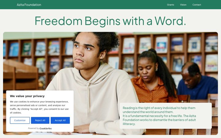 Screenshot of azitafoundation.org