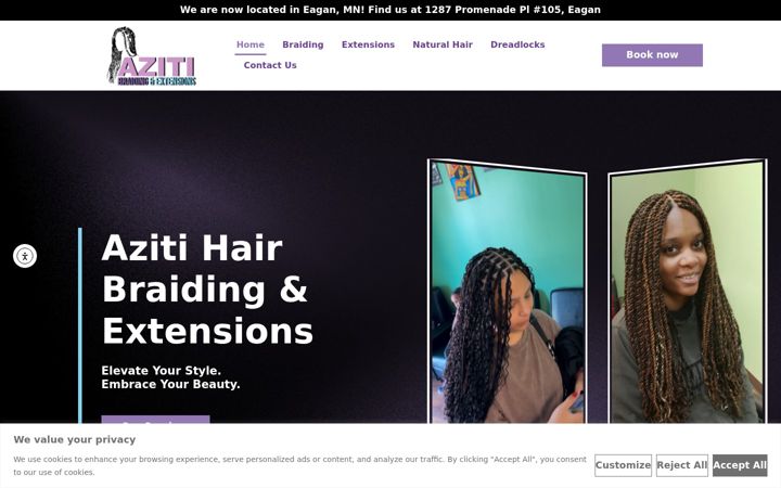 Screenshot of azitihairbraiding.com
