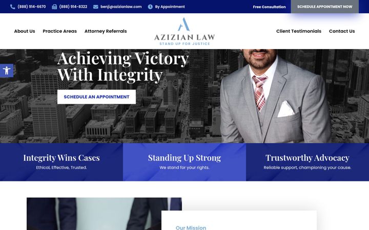 Screenshot of azizianlaw.com