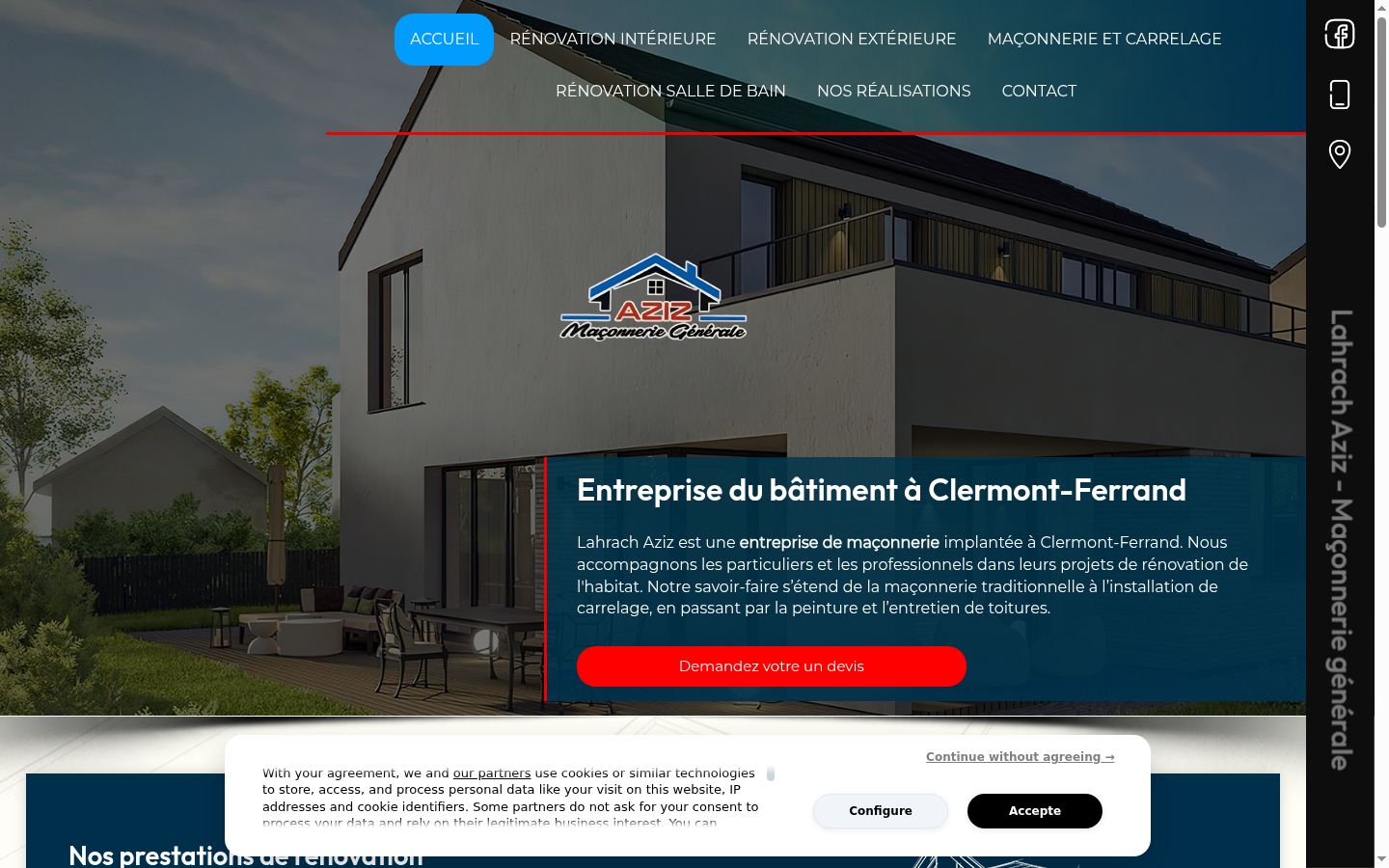 Screenshot del banner di consenso mostrato prima di qualsiasi interazione