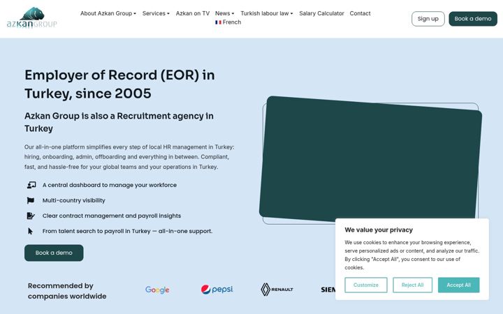 Screenshot of azkangroup.com