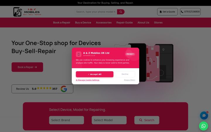 Screenshot of azmobiles.co.uk