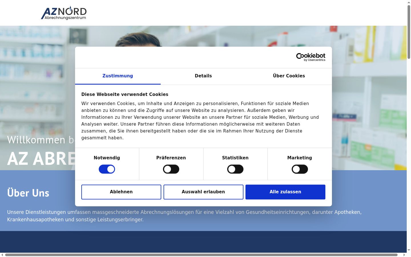 Screenshot of the consent banner shown before any interaction
