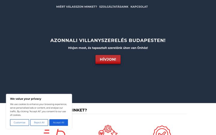 Screenshot of azonnalivillanyszereles.hu