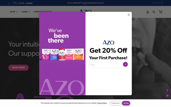 Screenshot di azoproducts.com