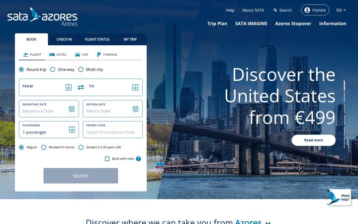 Screenshot of azoresairlines.pt
