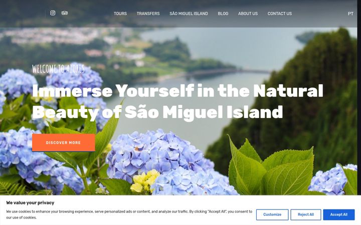 Screenshot of azoreslandtours.com