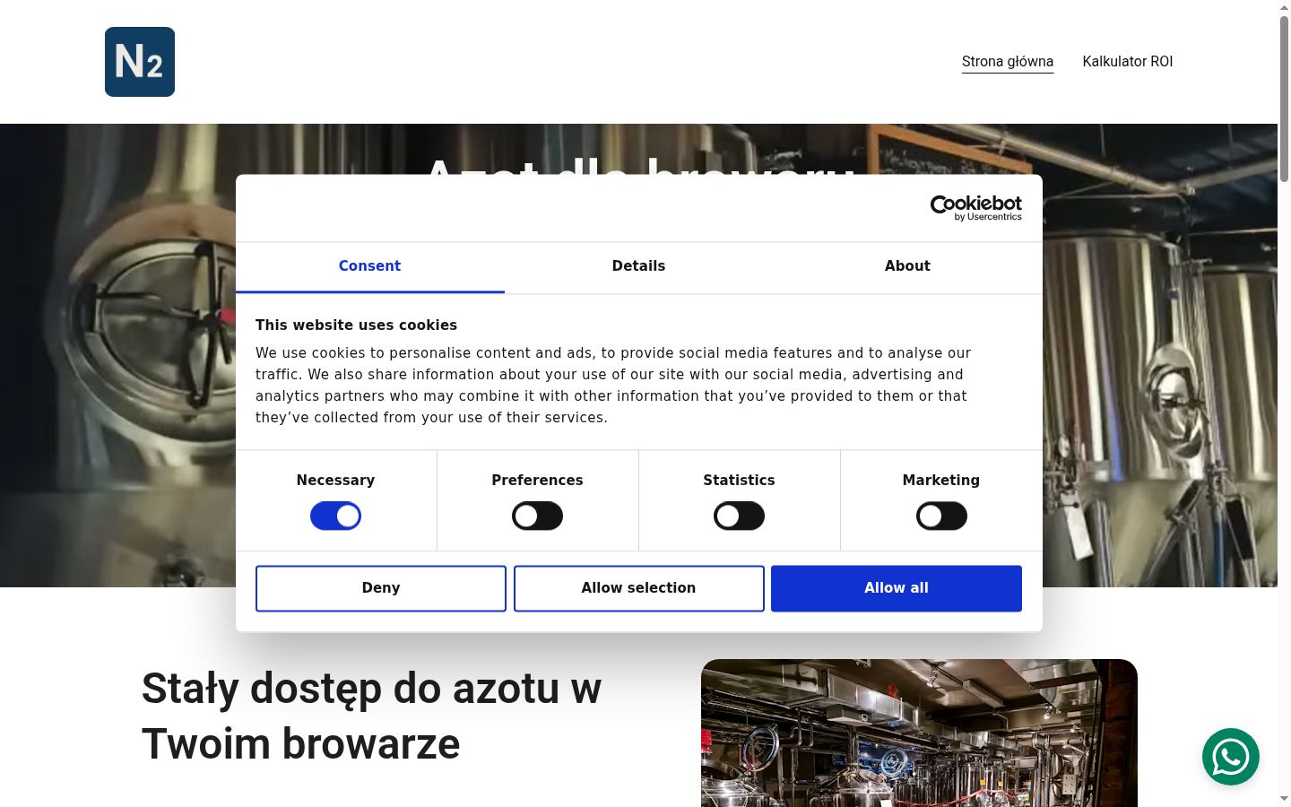 Zrzut ekranu banera zgody wyświetlanego przed jakąkolwiek interakcją