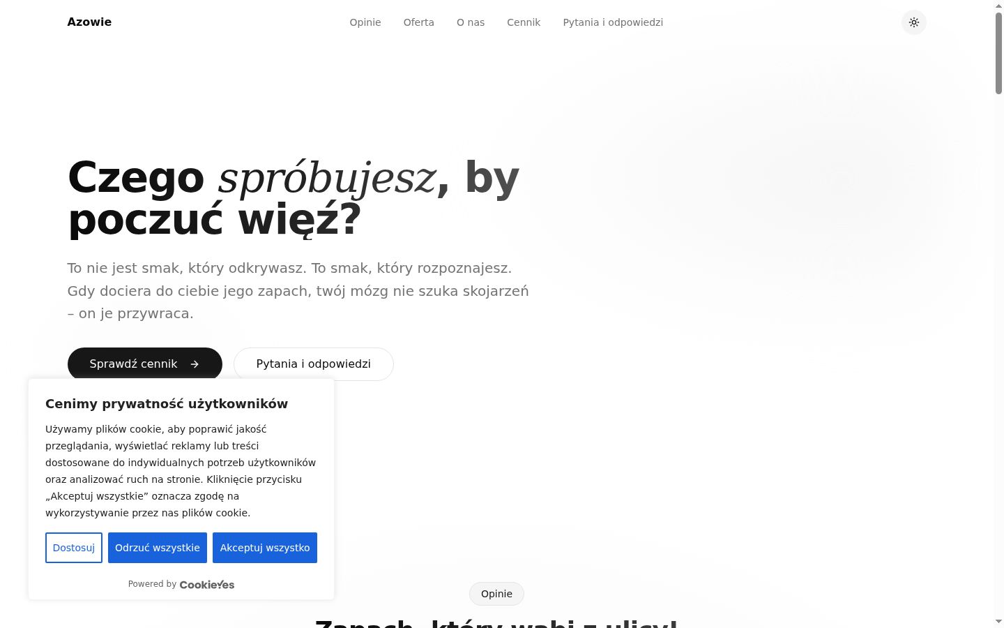 Zrzut ekranu banera zgody wyświetlanego przed jakąkolwiek interakcją