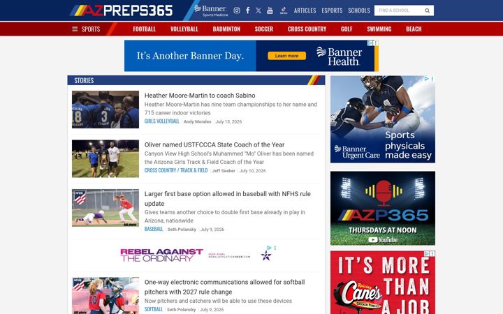 Screenshot of azpreps365.com