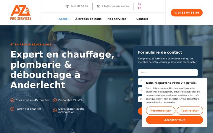 Екранна снимка на azproservices.be