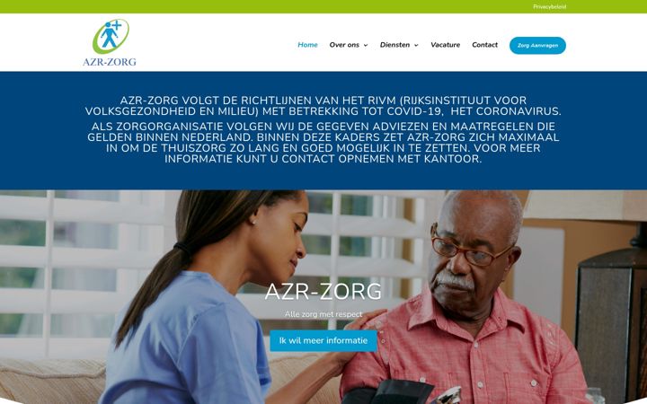 Screenshot of azr-zorg.nl