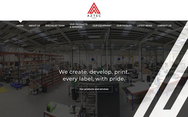 Screenshot of azteclabel.co.uk