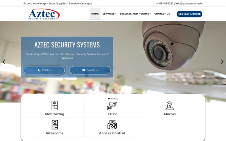 Snimka zaslona za aztecsecurity.ie