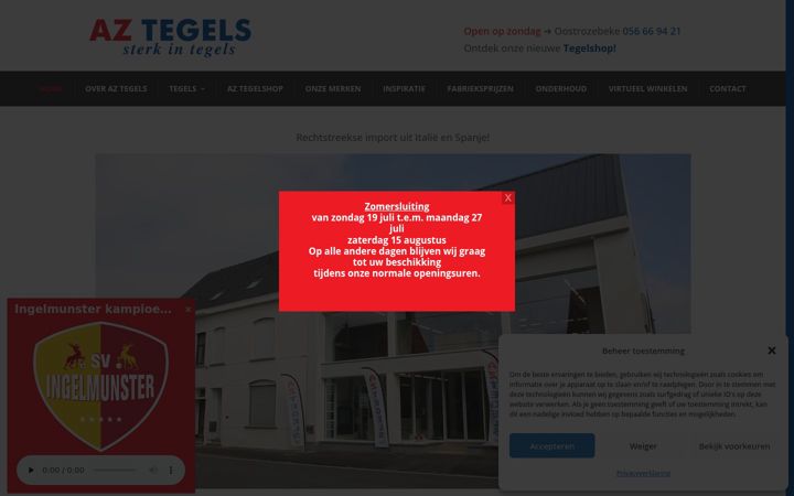 Screenshot of aztegels.be