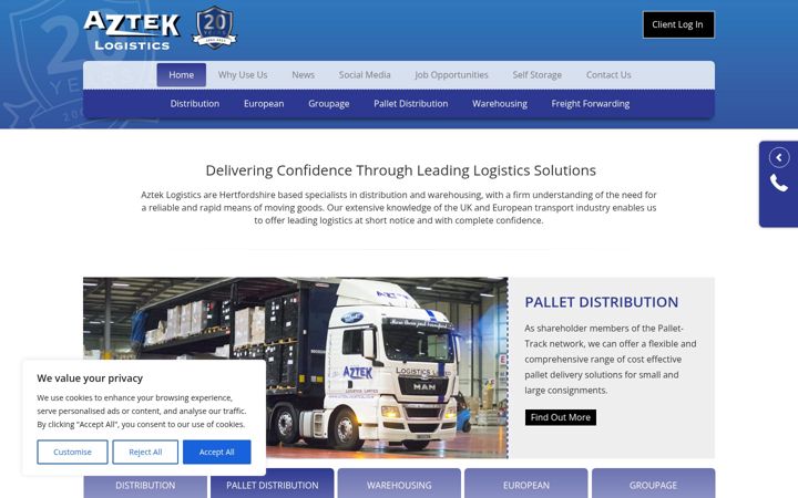 Screenshot of azteklogistics.co.uk