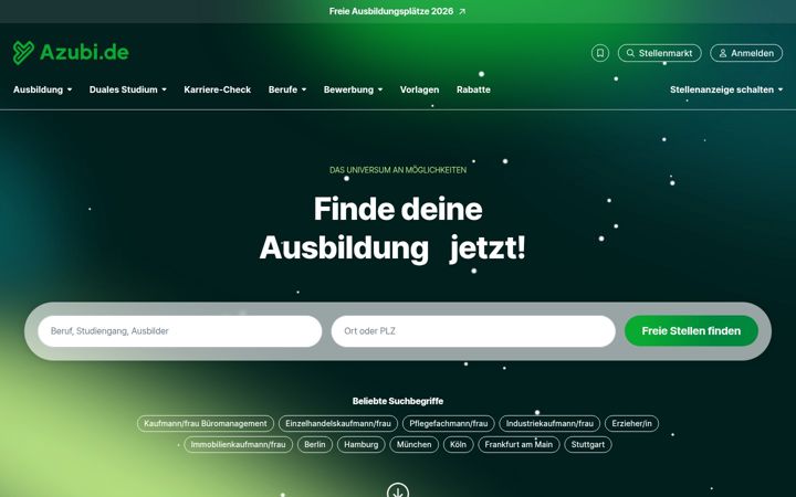 Screenshot of azubi.de
