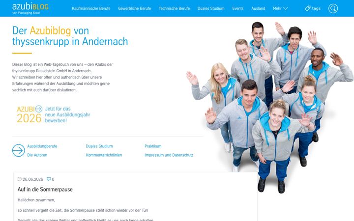 Screenshot of azubiblog-rasselstein.com