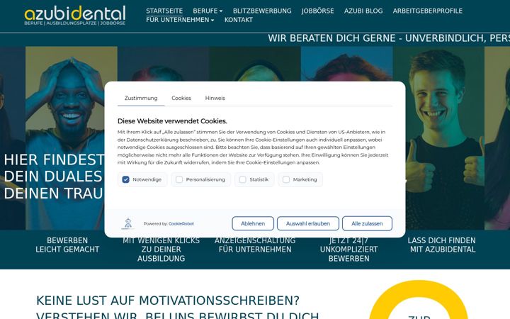 Screenshot of azubidental.de