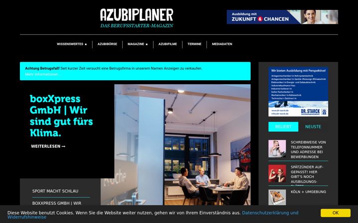 Ekrano kopija azubiplaner.de