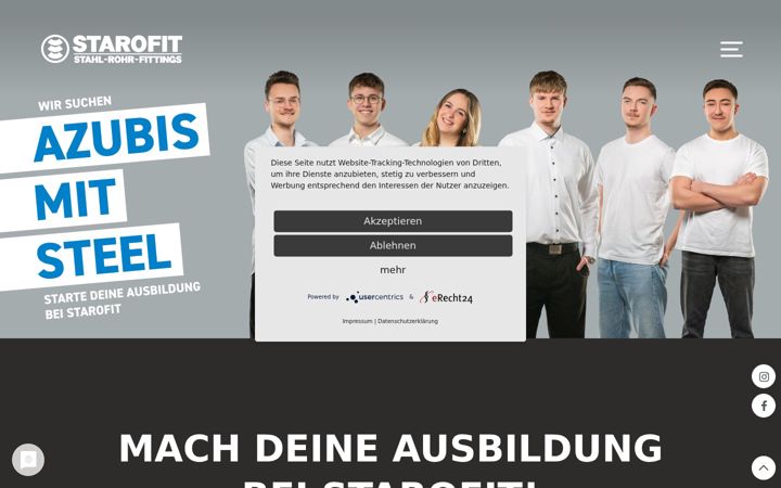 Ekrano kopija azubis-mit-steel.de