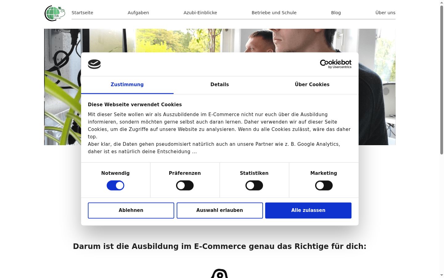 Screenshot tal-banner tal-kunsens muri qabel kwalunkwe interazzjoni