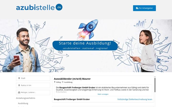 Screenshot of azubistelle.de