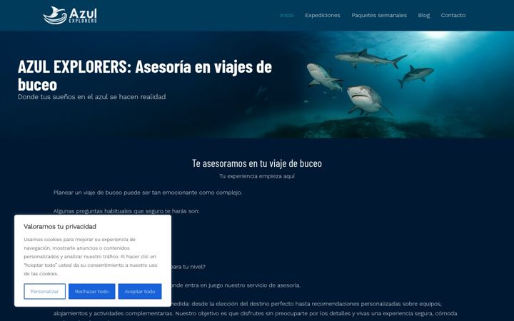 Screenshot of azulexplorers.com