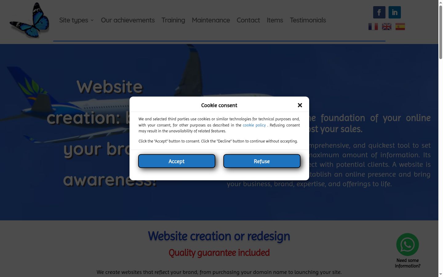 Screenshot del banner di consenso mostrato prima di qualsiasi interazione