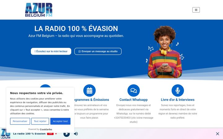Екранна снимка на azur-fm.be