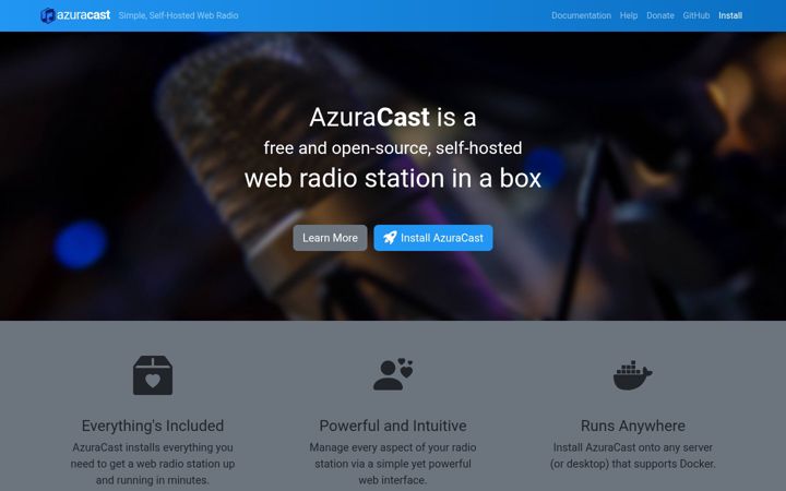 Screenshot of azuracast.com