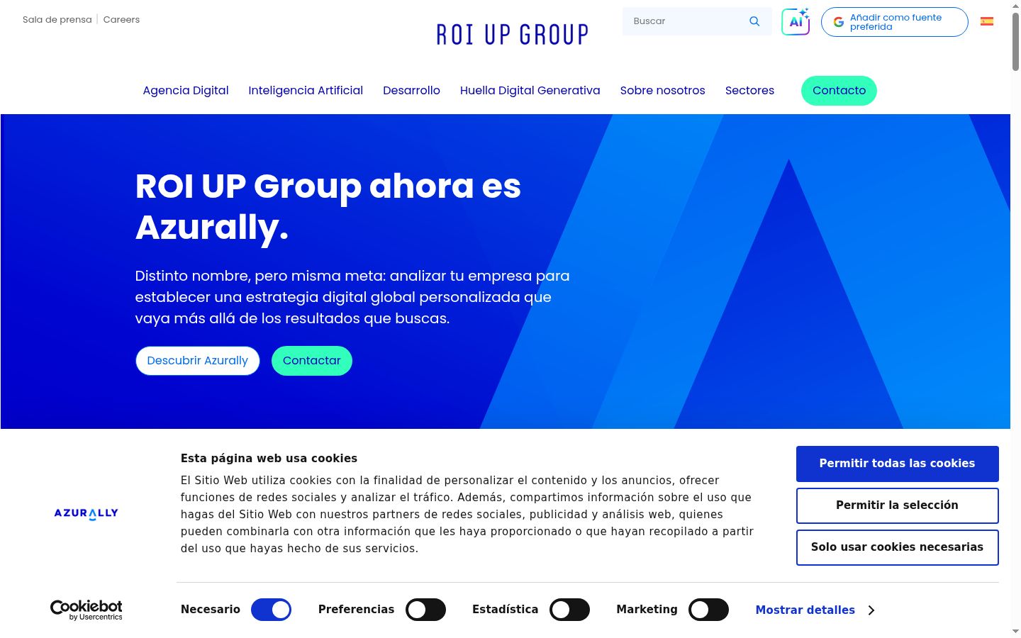 Screenshot of the consent banner shown before any interaction